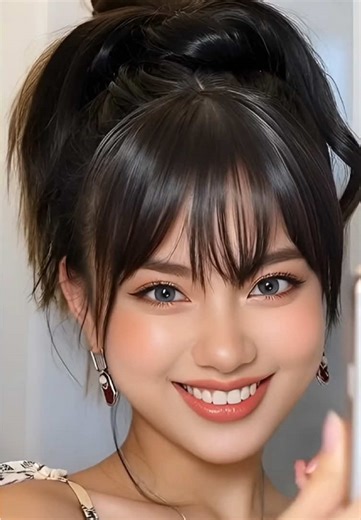 Adding bangs just changed my whole face shape.#hairbangs #hairextensions #curtainbangs #bangs #hairmagic