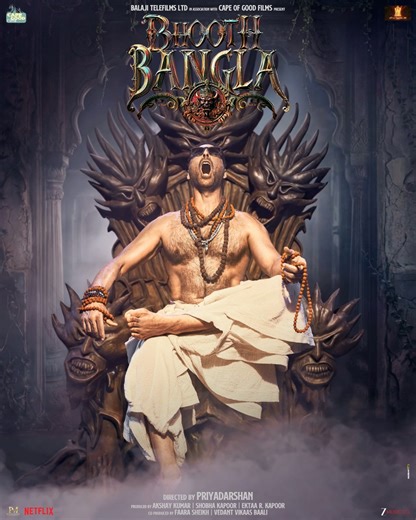 Dus ko denge das-tak, intezar karo tab tak… Let the fun begin! #BhoothBangla in cinemas on 10th April 2026 👻 Priyadarshan #PareshRawal Rajpal Naurang Yadav #Tabu Wamiqa Gabbi Jisshu U Sengupta Manoj Joshi Mithila Palkar Produced by: #BalajiMotionPictures & #CapeOfGoodFilms #ShobhaKapoor #EktaKapoor Co-produced by: #FarahjaanSheikhAziz #VedantBaali Story by: #AkashAKaushik Screenplay by: #RohanShankar #AbilashNair and #Priyadarshan Dialogues by: #RohanShankar Zee Music Company Pen Movies #Horror