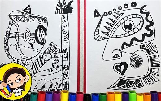 【64】如何画立体主义抽象画|How To Draw Cubism And Abstract Art |Easy Draw|简笔画｜2022｜Cute|Cubi