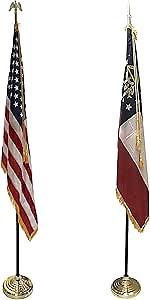 3x5' Georgia State Indoor Flag Set with 3x5' United States Indoor Flag Set - Complete Set for Display!