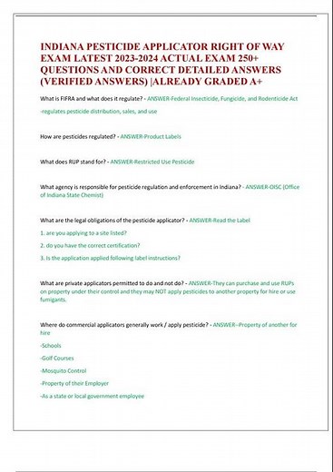 INDIANA PESTICIDE APPLICATOR RIGHT OF WAY EXAM