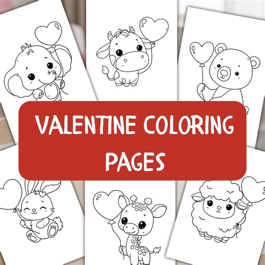 Valentine Animal Coloring Pages for Toddlers | Hearts (digital Download) - Etsy