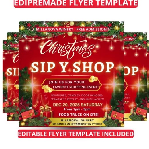 Christmas Flyer for Drinking and Shopping, DIY Flyer Template Design, Christmas Pop-up Flyer, PDF Brochure. - Etsy