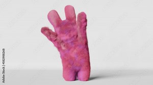 Cute pink Easter bunny doing physical warming up exercises white background 3d animation loop. Funny animals dancing Sport active healthy lifestyle. Kids gymnastics body stretching morning fitness 4K