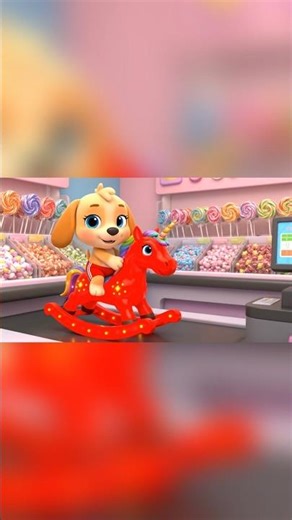 The Cute Pip's Neon Red Rocking Car Surprise! 🌟 The Coolest Ride to Share with All His Friends!🐶🤩