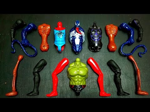 MARVEL'S SUPERHERO TOYS SPIDERMAN HOODIE HULK VENOM BLACK PANTHER AND SIREN HEAD ASSEMBLE VIDEO TOYS