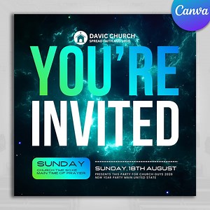 You're Invited Church Flyer, Church Templates, Church Instagram, Canva Editable, Church Conference, Church Invitation, Church Program Invite - Etsy