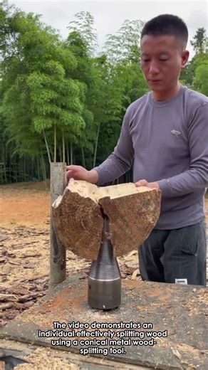 Simple Wood Splitting: A Conical Tool in Action