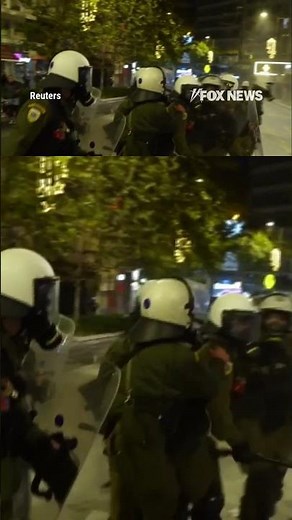 WATCH: Riot police strike protesters with BATONS in Greece #shorts #worldnews #police #viral #fox