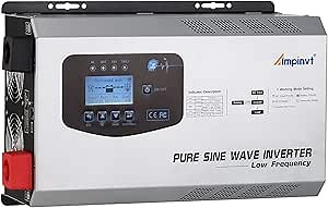 2000W Peak 6000W Pure Sine Wave Power Inverter Charger DC 12V to 120V AC Output Converter with LCD Display, Off Grid Low-Frequency Inverter for Sealed Gel AGM Flooded Lithium Battery Charger…