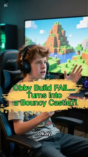 Obby Build Fails!... Turns Into a Bouncy Castle?#Gaming #Minecraft #Roblox #Obby #BuildingFail