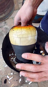 One my last Naked Raku vase! This is 2 step Naked Raku! I love when the glaze is coming off like this! Inside is decorated with orange Raku glaze! 🧡🧡 Let me know in the comment what do you think 🖤🤍🧡 #potteryforall #nakedraku #rakufired | Di Luca Ceramics