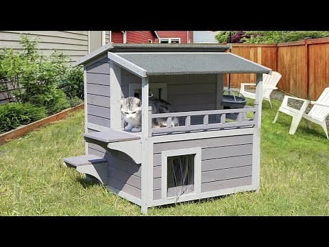 Outdoor Cat Shelter for Feral Cats with Waterproof Roof-Aivituvin -AIR33