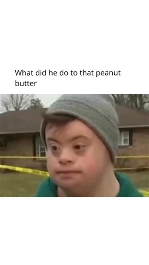 Funny | Entertainment | Culture on Instagram: "The internet meme known as the “What did he do to that peanut butter” joke uses a still image of a man with a shocked or confused expression as a reaction image. It is often used in bait and switch setups, where the caption implies something disturbing or unexpected has happened involving peanut butter. The humor relies on the viewer anticipating something outrageous before the reveal undercuts that expectation. The image itself is believed to origi