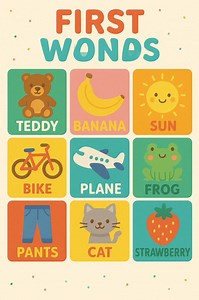 First Words Learning Pack for Kids – Colourful Flashcards & Video - Etsy