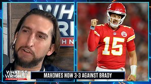 30K views · 391 reactions | "I'm done engaging in 'who is the best QB in the league' debates. Patrick Mahomes is throwing passes to backup TEs, RBs, it doesn't matter. ... Put him on the field vs. the best defense in the league & he turns into a slightly better version of Joe Montana." — Nick Wright | What's Wright? with Nick Wright | Facebook