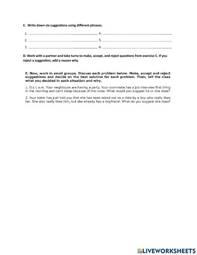 making recommendations online exercise for