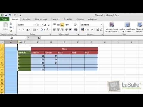 Microsoft Excel 2010 - Mise en forme de tableaux #E04