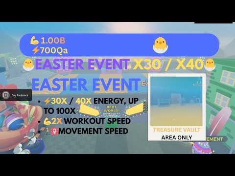 (🐣EASTER UPDATE 🐣) 1 Billion Strength at Treasure Vault Area ONLY - Strongman Simulator