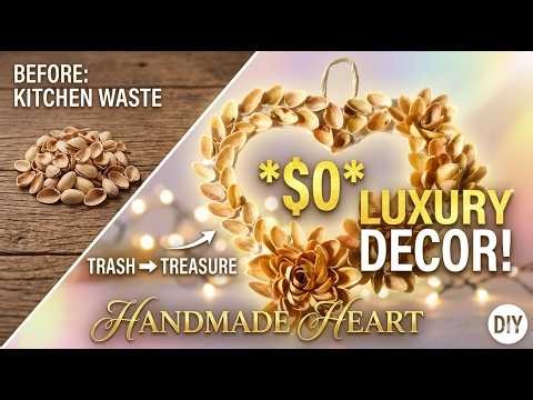 Elegant DIY Pistachio Shell Heart Frame | Aesthetic Wall Hanging