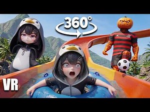 GuguGaga Penguin Water Slide | 360° VR 8K 🐧