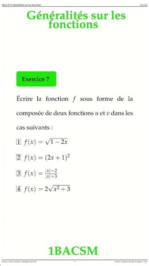 Exercice 7 Generalites sur les fonctions 1BACSM Maths space2study M1BSMS3v19