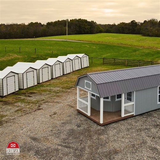 January's Building of the Month: Derksen Platinum Deluxe Lofted Barn Cabin – modern design, elevated living! 🏡✨ #DerksenBuildings #LoftedBarnCabin #ModernLiving #BuildingOfTheMonth #LuxuryDesign | Derksen Portable Buildings