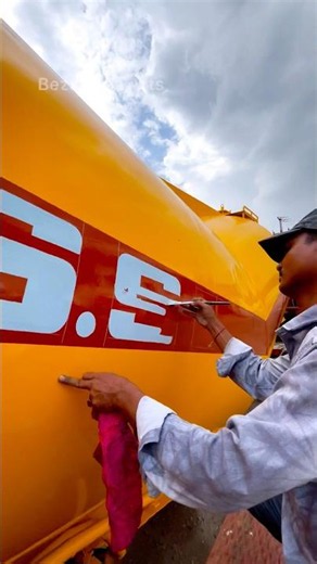 Street Artist Creates Amazing Tanker Artwork | Incredible Hand Painting Skills 🎨🚛 #shorts