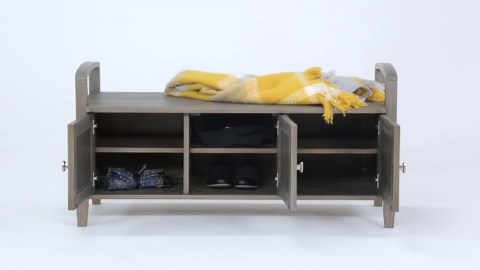 Simpli Home Warm Shaker 44 in. Wide Solid Wood Entryway Storage Bench in Black AXWSH006-BL