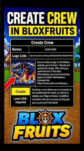 How to make a crew with logo in blox fruits Roblox #roblox #bloxfruits #crew #shorts#viral