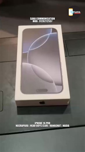 🚨 Just unboxed the iPhone 16 Pro and it’s next level 🔥 Titanium build 📸 Pro-grade camera ⚡ Powered by the A18 chip This isn’t just a phone. It’s an experience. 💯 Visit Saha Communication and grab yours today🛍️ Don’t miss the chance to own innovation at its finest 💯 📍 Location: 30 No. SV Sarani, Nasra Para, Near Boys Club, Ranaghat, Nadia 📞 Contact: 919126212557 #MobilePhotography #PowerUnleashed #iPhone16Pro #AppleUnboxing #NextGeniPhone #TechFlex #iPhoneLife #ProUpgrade #AppleIndia #Sma