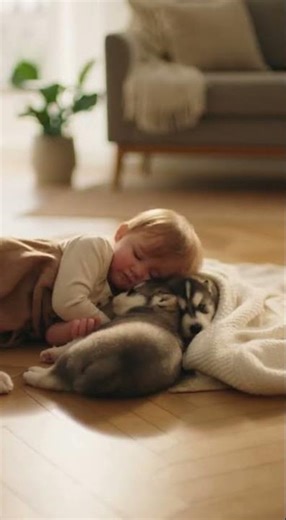 Caught! Baby and Husky puppies pretending to sleep! 😂💤