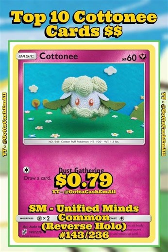Top 10 Rarest Cottonee Pokémon Cards! 🌿 #pokemon #pokemoncards #pokémon #pokemontcg #top10 #tcg