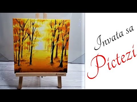 AUTUMN Acrylic Painting for School 🍂 Canvas Art Tutorial -ROMANIA