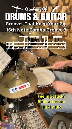 Grooves That Keep Your Gig - 16th Note Combo Groove 7 #dailydrumgroove #drumshorts