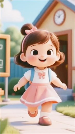 Cute Cartoon Girl in Pink Dress 🎀 | Adorable 3D Animated School Girl
