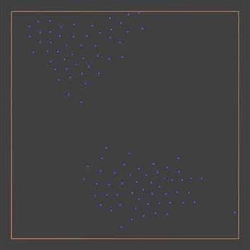 Flocking simulation of 100 drones at 4 m/s with algo from 2014