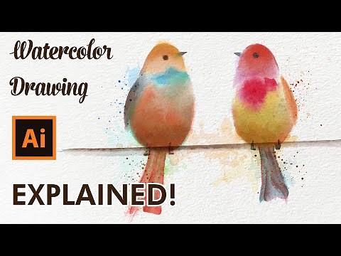 Adobe Illustrator Drawing Tutorial - How to draw Birds with Vector Watercolor Brushes