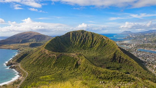 Koko Crater rising above Hawaii’s blue coastline