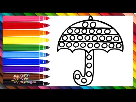 Draw and Color an Umbrella POP IT ☂️🔴🟠🟡🟢🔵🟣🌈 Drawings for Kids