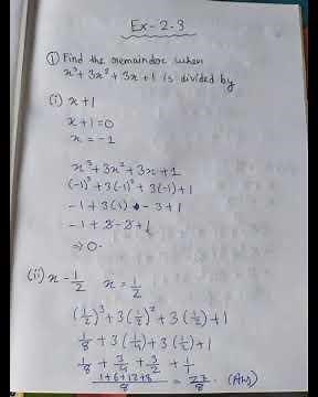 polynomials class -9 (chapter -2) Exercise - 2.3 / ncert solutions 📓🖋️💖