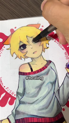 Nothing better than kawaii healing eyes on a random Monday 🥺🥺#healing#drawing#art#sketchbook#acrylicmarkers