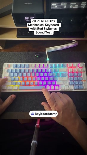 ZIFRIEND AG98 Mechanical Keyboard with Red Switches Sound Test #tinoreviews #keyboardasmr