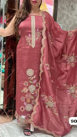 fabric rinkle tassar silk with fancy aplic thread work !#youtubeshorts #uniqlooutfit #fashionhaul