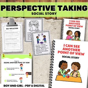 Perspective Taking Social Story W/ poster & Self Reflection Sheet SEL Autism