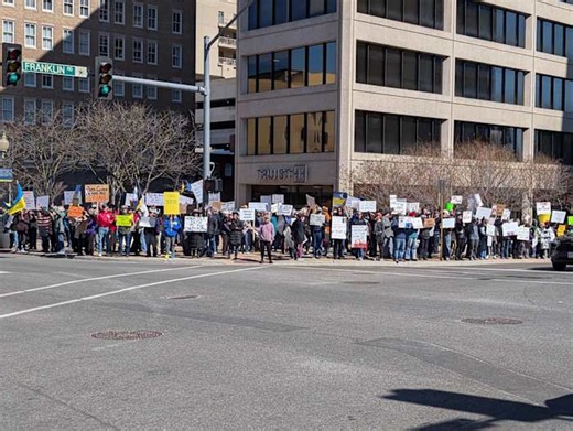 WATCH: Protest unfolds in downtown Roanoke over recent government actions