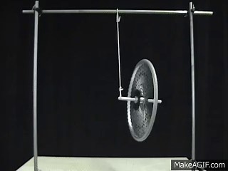MIT Physics Demo -- Bicycle Wheel Gyroscope on Make a GIF