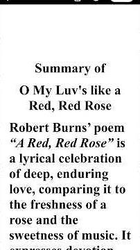 O My Luv's like a Red, Red Rose Summary