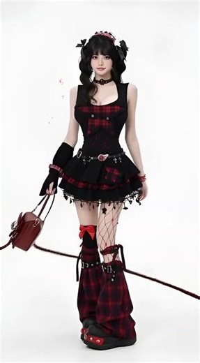 Kira-kira rebel mood with red-black drip 💥 #kstyle #fashiontok #altgirl 😍✨