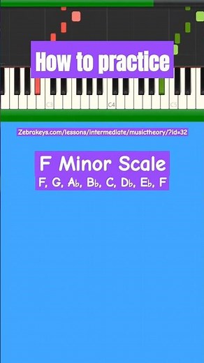 How to practice "F Minor Scale": piano tutorial with fingerings instruction